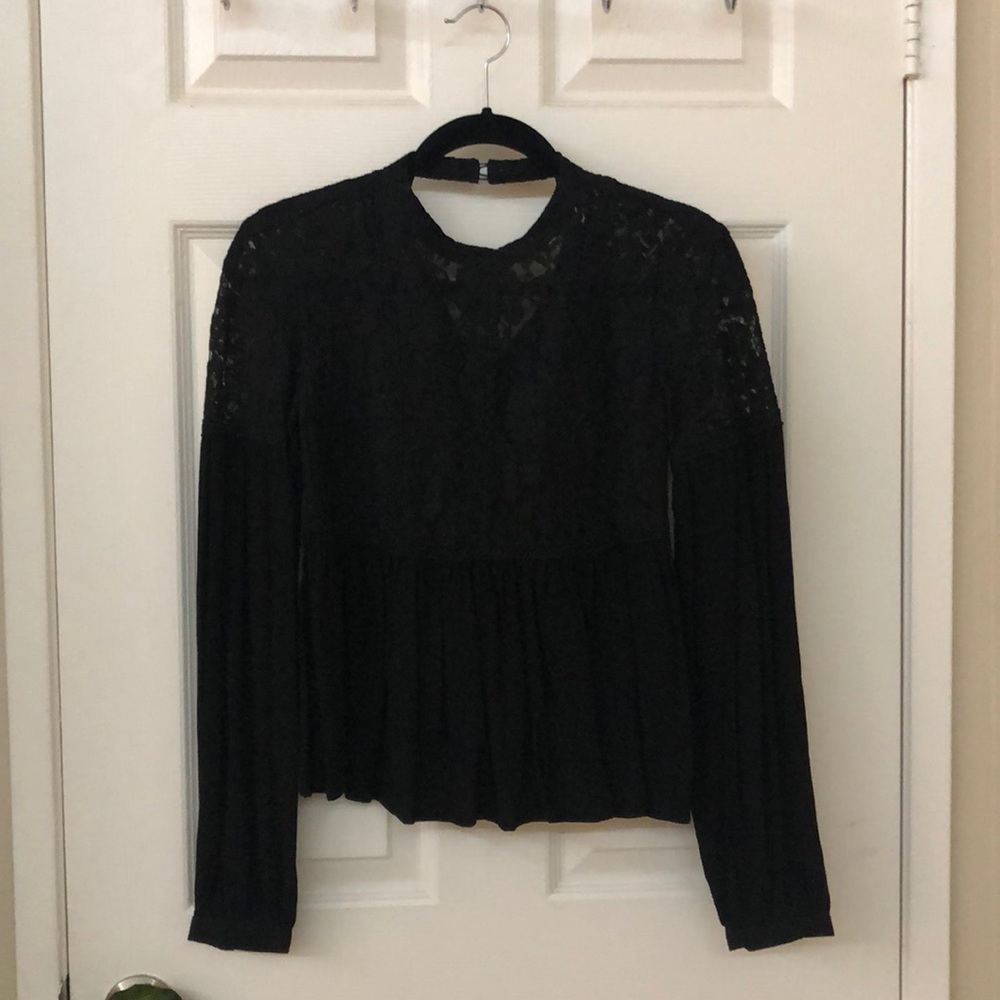 Black top with pretty lace zipper on side